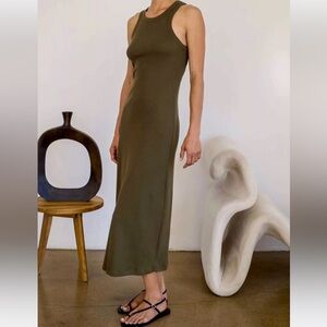 AYR The Metro Ribbed Jersey Tank Dress in Olive